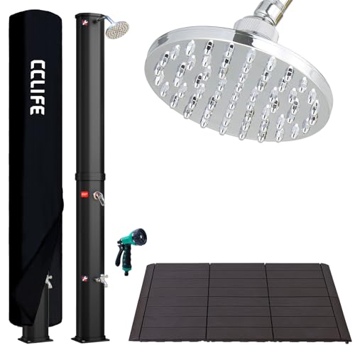 CCLIFE Solardusche 35L mit Kunststoffboden und Handbrause Gartendusche