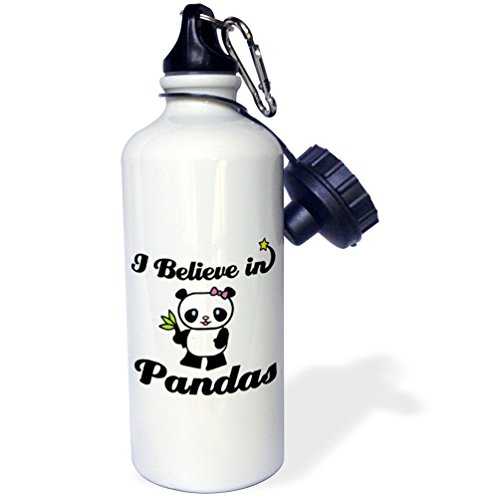 3dRose wb_105409_1"I Believe In Pandas" Sports Water Bottle,