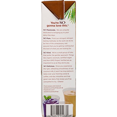 So Delicious Dairy-Free Organic Coconutmilk Beverage, Chocolate, 32 Ounce Plant-Based Vegan Dairy Alternative, Great in Smoothies Protein Shakes or Cereal