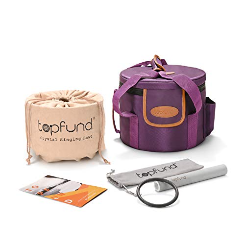 TOPFUND A Note Crystal Singing Bowl Third Eye Chakra 8 inch with Heavy Duty Carrying Case and Singing Bowl Suede Striker - Image 5