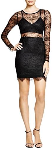 Lucy Paris Womens Lace Overlay Eyelash Party Dress Black XS