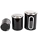 THRICH Airtight Multi-purpose Kitchen Canisters with Fingerprint Resistance Food Grade Stainless Steel Lid, Crystal Clear Visual Window, Set of 3, Sizes Including 1 each 41oz, 85oz, and 129oz (Red)