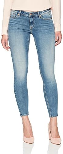 Denim Bloom Women's Low Rise Supper Skinny Power Stretch Jean 27X30 Ruggued Blue Wash