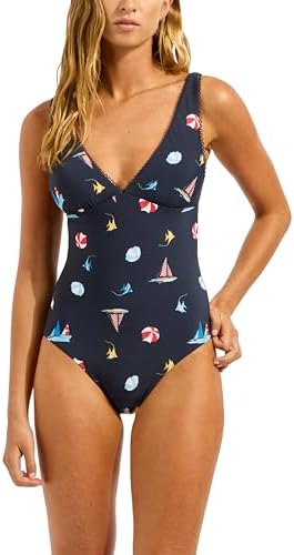 Seafolly Women's Standard V Neck One Piece with High Legline