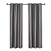 Royal Hotel Bedding Soho 100% Blackout Window Curtains Panels, Top Grommet Faux Silk Panels, Solid Curtains Set of 2, Pair, 84 Inches Long, Gray