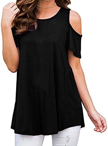 Sufiya Loose Blouse Casual Shirts Cutted up Shoulder Short Sleeve Tunic Tops