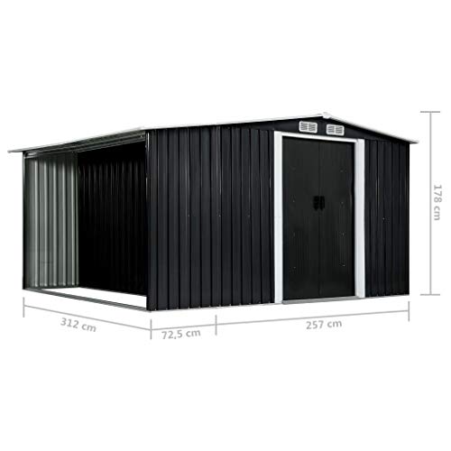 Tidyard Gerätehaus mit Schiebetüren und 4 Lüftungsklappen Geräteschuppen Outdoor Gartenhaus Schuppen Metallgerätehaus… – Bild 7