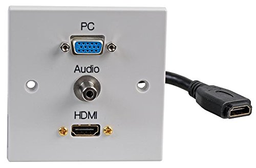 Pro Signal PELR0100 1-Gang AV Wallplate with VGA, HDMI with Fly Lead & Audio Female Connectors