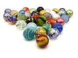 Mega Marbles Glass Shooters, Set of 50 Assorted Colored Bulk - 1