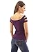 PattyBoutik Women Cut Out Stretch Blouse Top (Dark Purple Medium)
