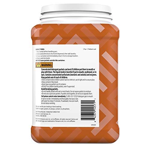 Amazon Brand Solimo Laundry Detergent Pacs, Fresh Scent, 72 count