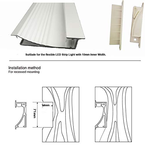 Hanks 71X16mm LED Drywall Aluminum Channel,Recessed Wall Channel to Replace Wall Foot Line for 10mm Strip Light (10x1mï¼ˆDP-7116ï¼‰)