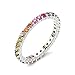 Women's 2mm Sterling Silver CZ Round Rainbow Pride Collection Eternity Ring