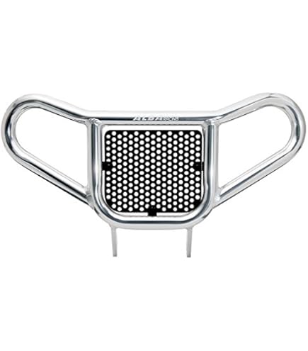 Alba Racing Front Bumper For Honda TRX 450R (04-14) & TRX 400EX/400X (99-14) - Polished Silver Aluminum With Black Mudscreen