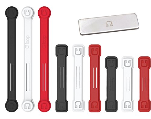 CloopCord Keeper – 3 Small, 3 Large, 3 XL & 1 Base Set Magnetic Cable Organizer – Charging Cord Organizer, Cable Management, Headphones, USB, Home Appliance, Charger – Patented – (Assorted Colors)