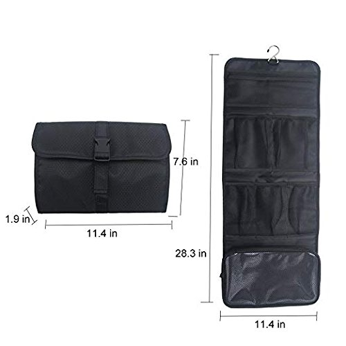 Travel Hanging Toiletry Bag Travel Kit Organizer Cosmetic Makeup Waterproof Wash Bag for Women Girls Travel Case for Bathroom Shower (Black)
