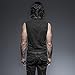 Punk Rock Man Cotton Leather Belt Sleeveless T-Shirt Front Strap Vest Bandage Casual Tank Tops (M) Black