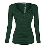 Simier Fariry Women's Long Sleeve Blouses Bottom Casual Tops Green L
