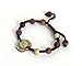 Ovalbuy Zipao Green Purple Stone Carved Buddhist Auspicious Lotus Flower Length Adjustable Bracelet