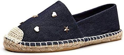 YOPAIYA Slip-On Canvas Espadrilles Autumn Casual Flats Shoes Women Off-Duty Days Flax Straw Thick Soled Shoes
