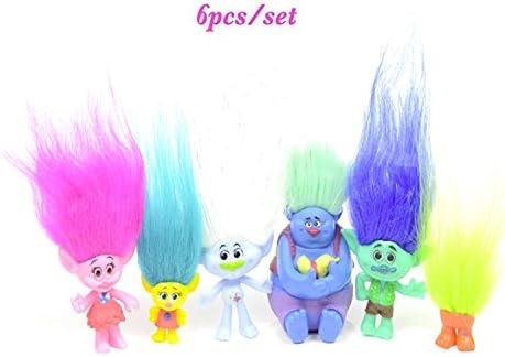 WAREHOUSEDEALS Inspired by Trolls DreamWorks Cake Toppers Cupcake Figures Decorative Birthday Party - Pack 6pcs