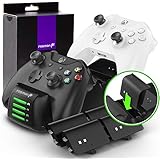 Fosmon Xbox One/One X/One S/Elite Quad PRO Controller Charger (Upgraded), [Dual Dock + 2 Additional Batteries Slot] High Speed Docking Charging Station with 4 x 1000mAh Rechargeable Battery Packs