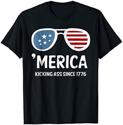 Merica Sunglasses Funny T-Shirt Patriotic 4th of July Gift