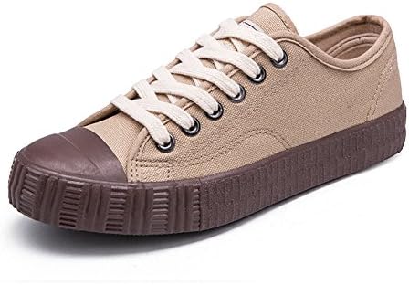 Amint Low-Cut Canvas Shoes Unisex Fashion Sneaker Lace Ups Sports Shoes Casual Trainers for Men and Women 6665Khaki 8US-250mm-40EU