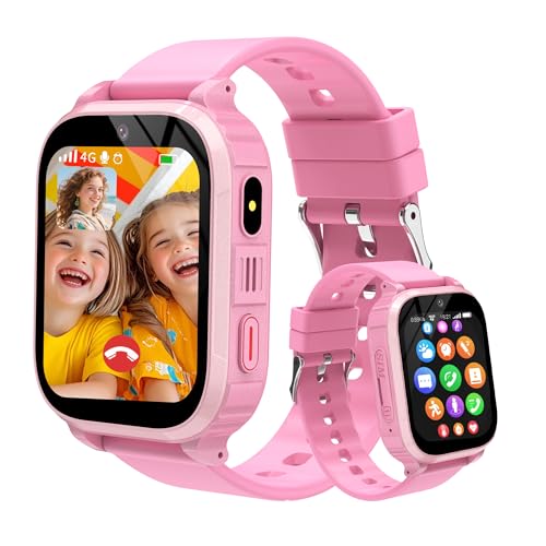 4G Children's Smartwatch with GPS and Calls, Video/Voice Chat/WiFi SMS, School Mode, Games, Alarm Clock, Flashlight, IP68, Bracelet Locator for Children Birthday and Christmas Gift
