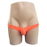 Men's Sexy G-String See Through Lingerie Thong Low Waist Jockstrap Underwear Pouch Bulge T-Back Underpants Orange M