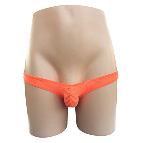 Men's Sexy G-String See Through Lingerie Thong Low Waist Jockstrap Underwear Pouch Bulge T-Back Underpants Orange M