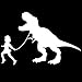 Girl Leading T-Rex Dinosaur Vinyl Decal Sticker | White | 7 x 4.6 inches | for Cars, Trucks, Vans, SUVs, Laptops, Walls, Windows, Cups | KCD2149
