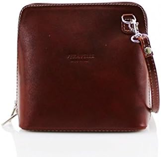 Vera PelleLadies Fashion Small Square Vera Pelle Italian Leather Cross Body Shoulder Bags (Brown)