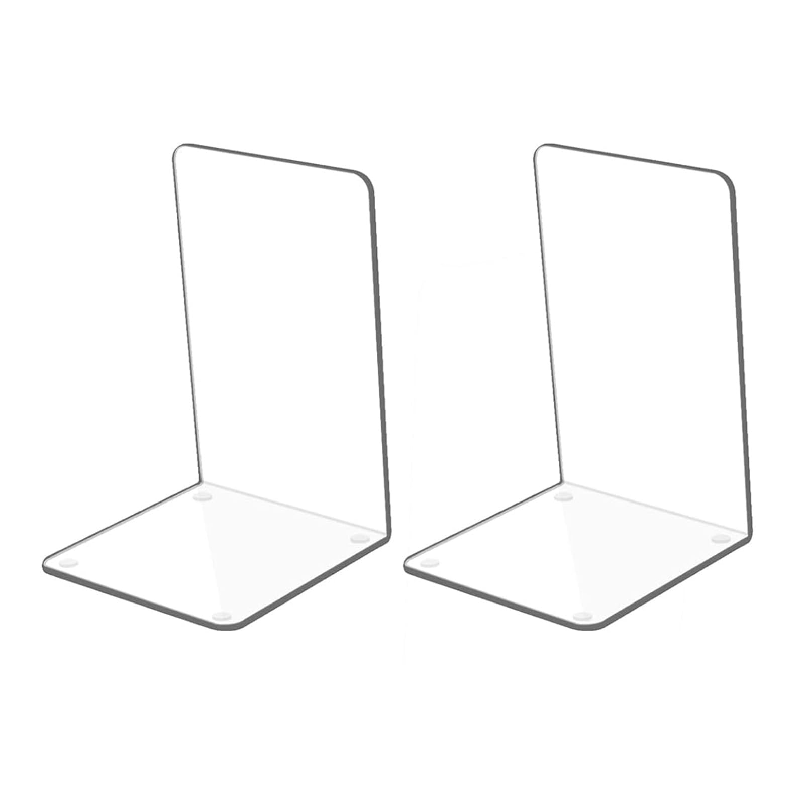 Kioneer 1 Pairs Acrylic Bookends Clear Book Ends for shelves, Plastic Non-slip Bookend Bedroom Library Office School and Desktop Organizer