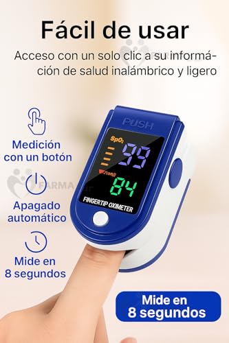 FARMADAR Monitor de Presion Arterial para Brazo con Pantalla LED, Baumanómetro Digital con Pantalla, Deteccion Automática y Precisa de la Presión Sanguínea, Multiples tipos de Medicion Y Oximetro de pulso para dedo. USO FACIL PARA TODA LA FAMILIA