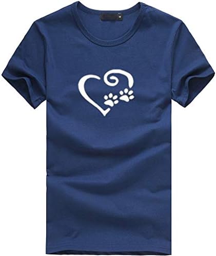 Women's Refreshing Simple Sports T-Shirt Loose Short-Sleeved Heart Print T-Shirt Casual O-Neck Top