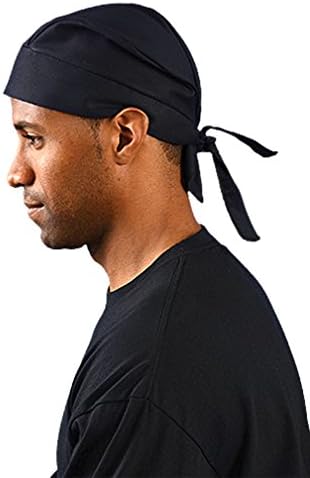 1EA-Deluxe Tie Hat - Elastic and Foam Backed W/ FR Treatment - BLACK-One-Size