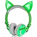 Cat Kids Headphones, Over/On Earphones with LED Glowing USB Rechargeable, Girls Boys Toddlers Wired Foldable Game Headset for Phone PC, Electronic Learning Toy School Supplies Prize