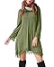 Invug Women Casual Soft Long Sleeve Pockets Lace Stretchy Swing T-Shirt Dress Army Green XL