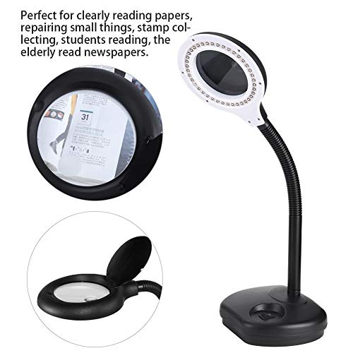 LED Magnifying Lamp Desk Magnifier Lamp with Flexiable Arm for Reading