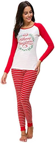 Merry Christmas Women's Long Sleeve Christmas Set Pajamas, Women Christmas Pyjama PJs Set Long Sleeve T-Shirt Trouser Nightwear Sleepwear
