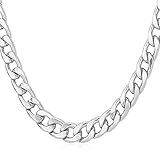 7MM Wide Hip Hop Chain Men Fashion Jewelry Platinum Plated Cuban Chain Necklace - 26