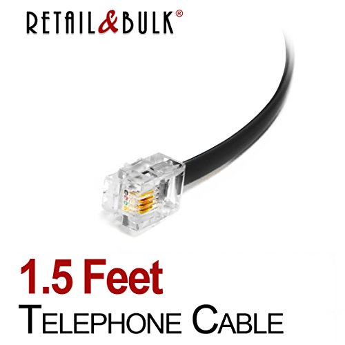 image for RetailAndBulk 1.5 Feet Premium Quality Telephone Cable, RJ11 Male to M