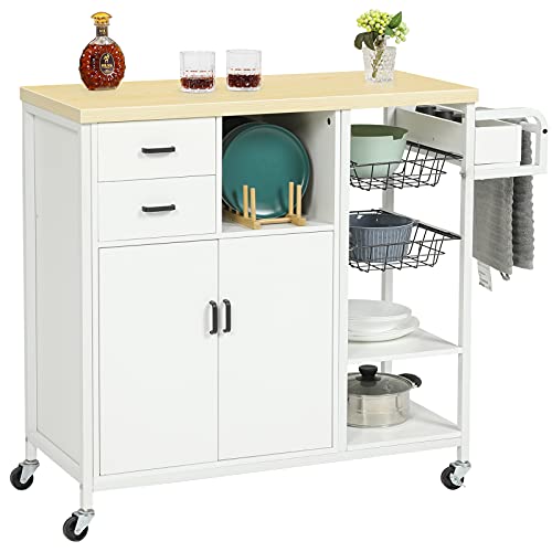 Hasuit Kitchen Island Cart on Wheels, Rolling Kitchen Island with Kitchen Cart with