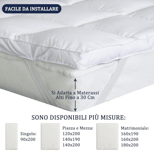 Bedecor Double Mattress Topper 160 x 200 cm, Soft, Breathable, Enhance Mattress, Topper for Sofa Bed, Improve Sleep Comfort, Double Mattress Cover Padded in Polyester