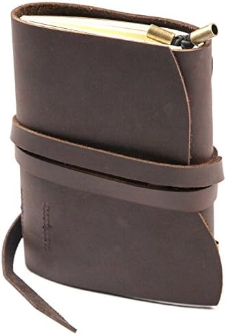 Strapo Design Handmade leather journals - CrazyHorse Leather Wrap Journal Notebook - Plain and Lined - 180 pages - 6 x 4 inches – Includes Pen Holder