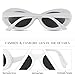 Elimoons Clout Goggles Bold Retro Oval Mod Thick Frame Sunglasses Round Lens 2 Pack,White & White