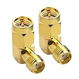 SMA Male to Female Right Angle 90-Degree Adapter Gold Plated Contacts Pack of 2