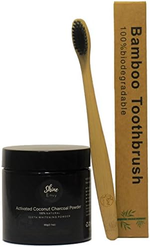 Activated Coconut Charcoal 60g, Stain Remover, Teeth Whitening Formula + 1 Soft Bristle Toothbrush! Enamel Safe & Abrasive Free! EXCLUSIVE SALE PRICE