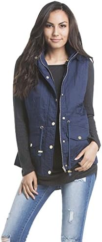 Womens Casual Sleeve Less Hoodie Vest Top Jacket Medium Navy